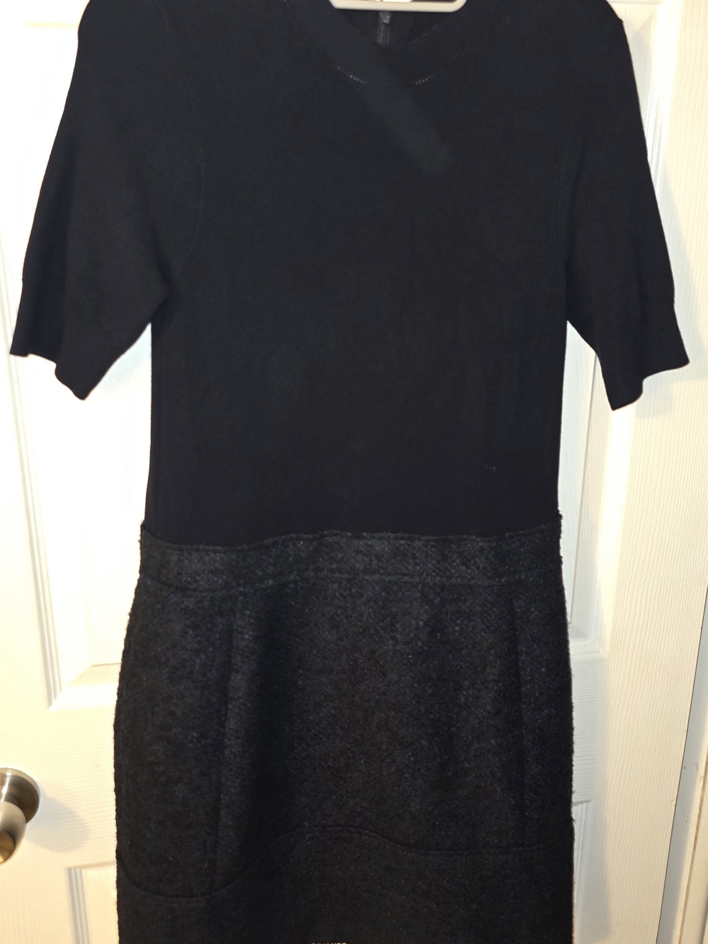 Ted Baker Navy Blue Short-Sleeve Knit Top with Textured Skirt Midi Dress